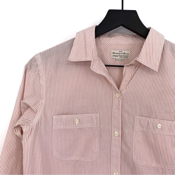 BROADWAY & BROOME Casual Long Sleeve Button Up Pullover Pastel Pink Stripe XS - Picture 2 of 8
